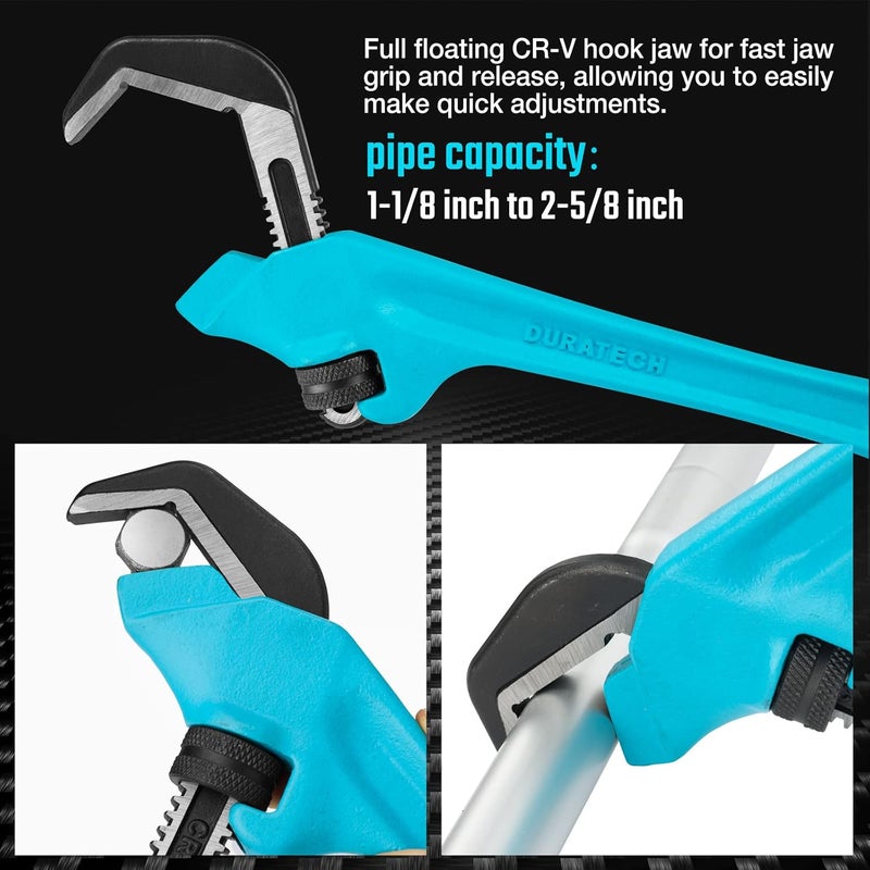 DURATECH 9-1/2 inch Hex Offset Wrench, Hex Pipe Wrench, CR-V Hook Jaw - Image 2